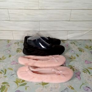 Cozy Black and Pink Slippers No Name Brand Indoor Womens 7/8